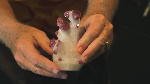 Spinel in White Marble from Luc Yen, Vietnam