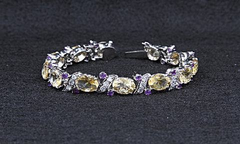 Citrine, Amethyst & cz. Bracelet