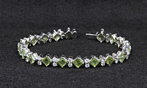 Peridot & cz. Tennis Bracelet