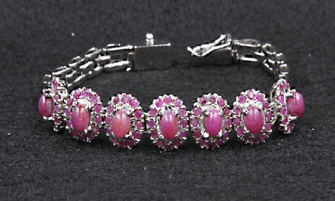 Small Ruby Cabochon & Ruby Bracelet
