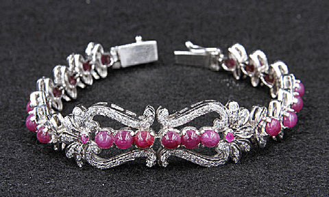Ruby Cabochon & cz. Bracelet