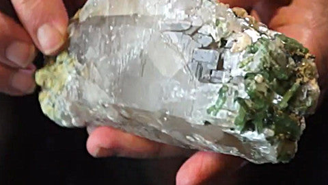 Multiple Green Tourmaline and Quartz Crystals from Afghanistan #2
