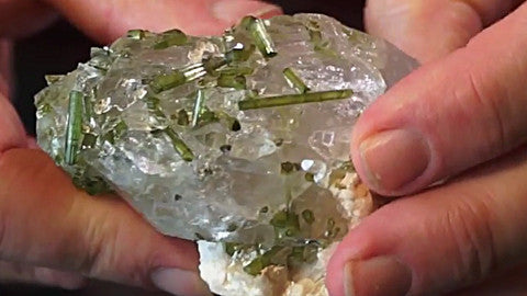 Multiple Green Tourmaline and Quartz Crystals from Afghanistan