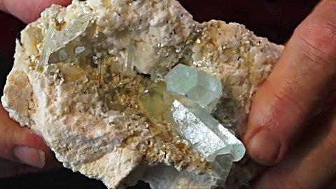 2 Large Aquamarine Crystals (plus other crystals) from Pakistan
