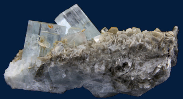 Aquamarine in Fluorite, & Mica