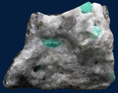Emerald & Pyrite in Calcite & Shale