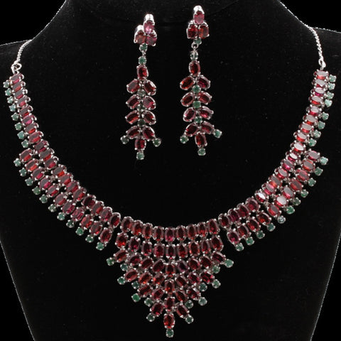 Garnet & Emerald Necklace Set