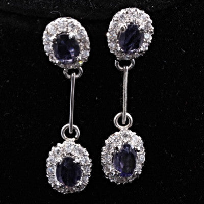 Iolite & CZ Earrings