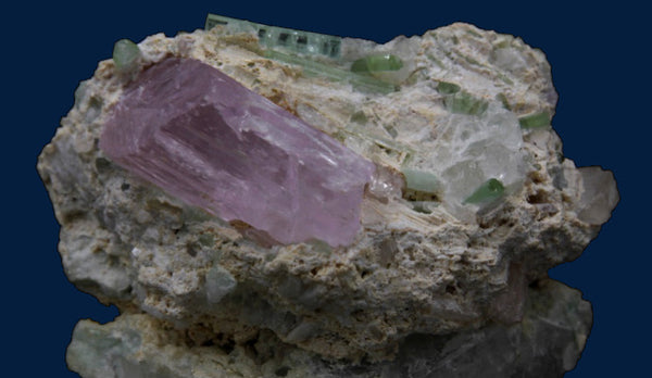 Kunzite & Tourmaline Mineral Specimen