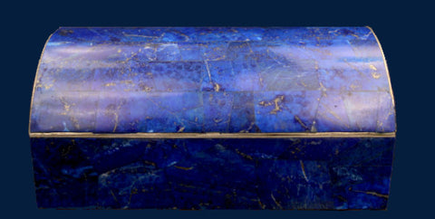 Rectangular Lapis Lazuli Box with Brass Accents