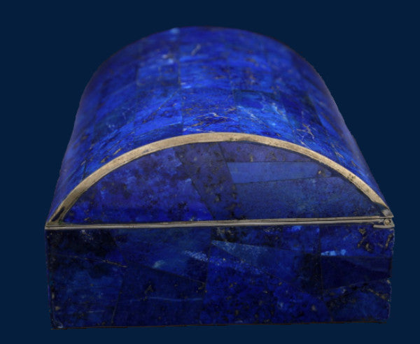 Rectangular Lapis Lazuli Box with Brass Accents