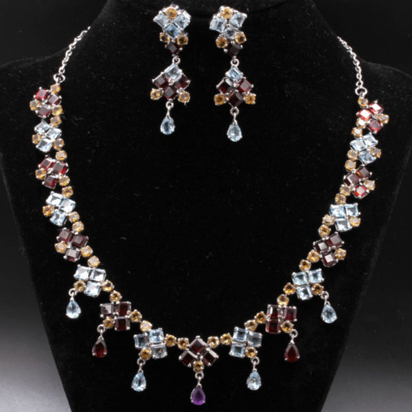 Multi Gem Necklace Set