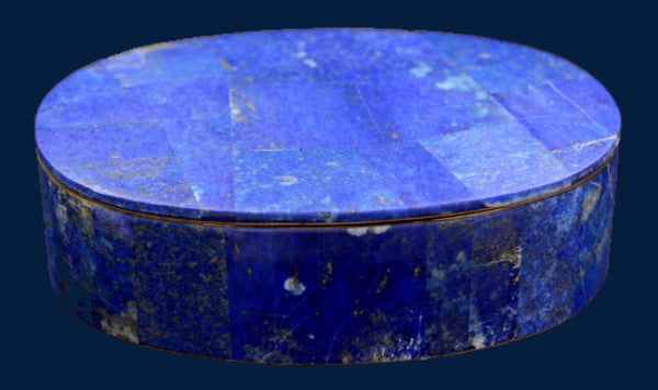 Oval Lapis Lazuli Box with Brass