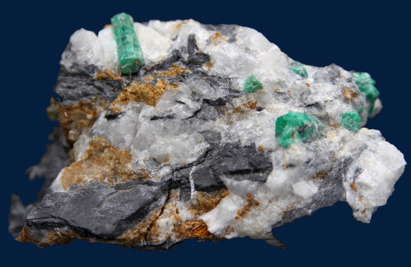 Emerald in Quartz, Shale, and Calcite