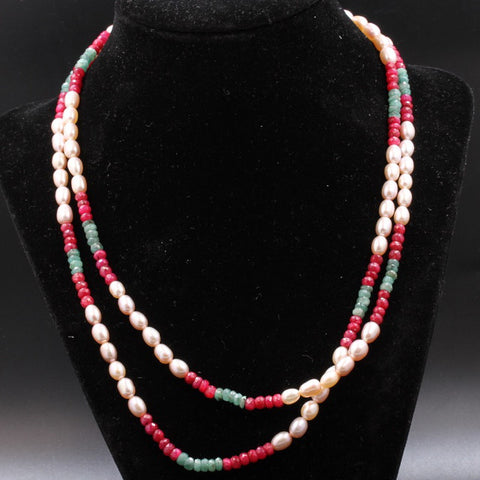Pearl,Ruby, & Emerald Necklace