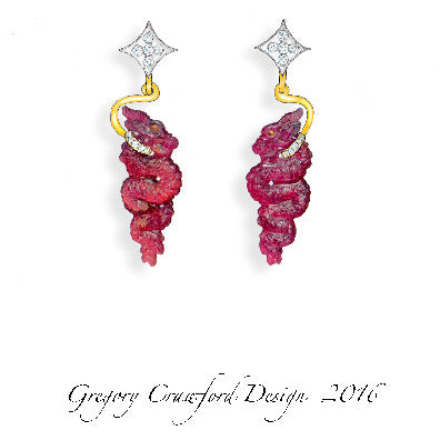 Ruby Dragon Pendant & Earring Set