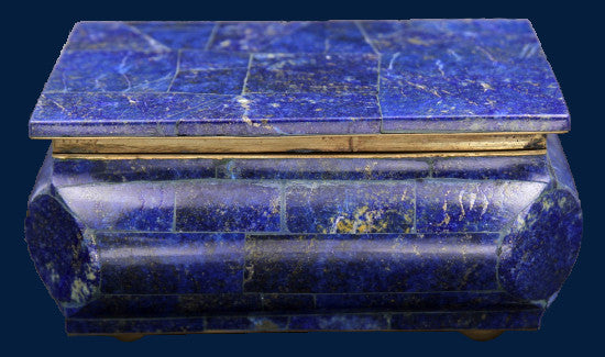 Lapis Lazuli Box with Brass and Velvet Accent