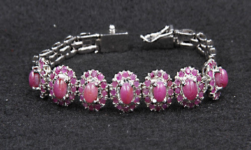 Small Ruby Cabochon & Ruby Bracelet