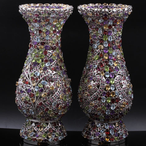 Gemstone Vase Pair
