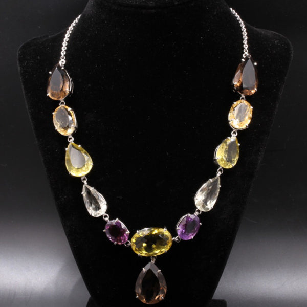 Silver Multi Gem Necklace