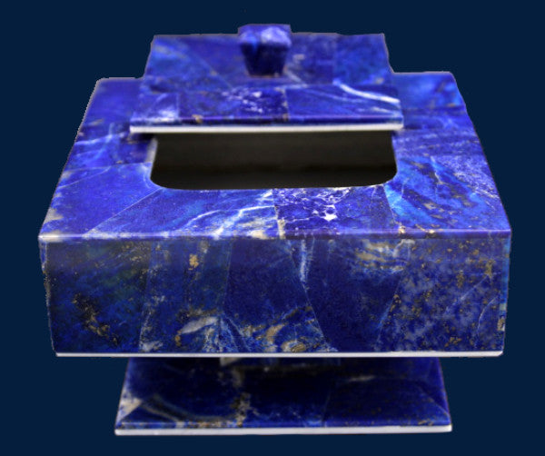 Square Lapis Lazuli Box with Pedestal