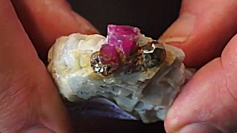 Twinned Ruby Crystals, Iron Pyrite